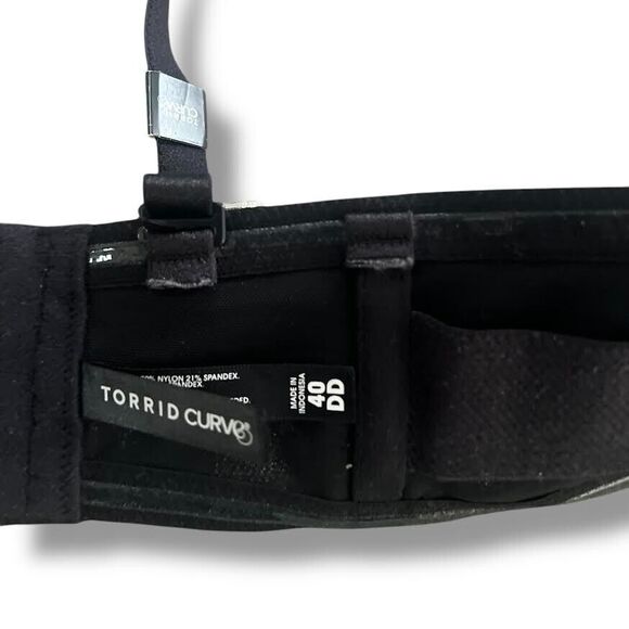 Torrid Bra Women's Plus Sz 40DD Black Curve Push-Up Strapless/Straps Underwire - Picture 2 of 14